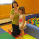 Pediatric Speech Therapy in action. Katie working with girl.